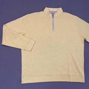 Horn Legend Mens 2XL 1/4 Zip Striped Yellow Grey Pullover Cotton Modal‎ HLIL045L